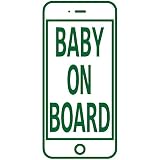 14色 BABY ON BOARD iphone ステッカー LINE 【BABY IN CAR スマホ モバイル アイフォン 携帯 電話 シンプル 赤ちゃん 男の子 女の子】 (グリーン)