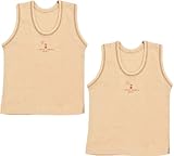 オーガニックコットン フライス 袖なしシャツ 2枚組 (80cm, キナリ)