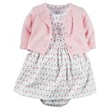 Carter's(カーターズ) 2ピースベビーソフトボディスーツドレス&カーディガンセット ピンク ワンピース 12ヶ月【並行輸入】