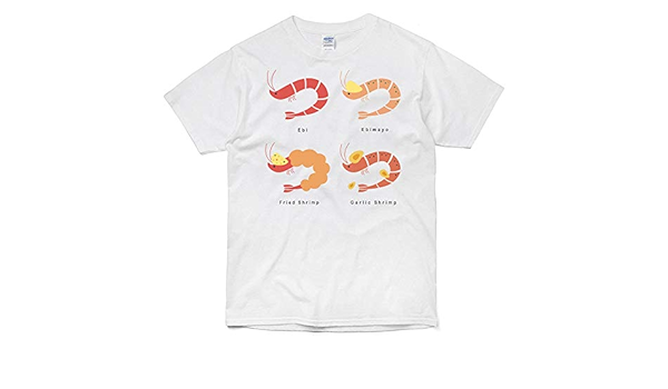 エビ4匹tシャツ オリジナルデザイン オリジナルイラスト かわいい たのしい 衣類 夏物 トップス Tシャツ カットソー 通販 Amazon