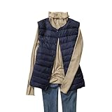 HCAWRNAP ダウンベスト レディース ライト ノーカラー インナーダウン ベスト 襟なし ウルトラライトベスト Uネック Vネック 2way 軽量 暖かい 防寒 秋 冬 春 HC19 (2XL, ネイビー)
