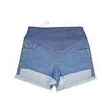 マタニティスキニー デニム ジーンズ 産前産後 妊婦 ショート 夏 涼しい　短パン 半ズボン　パンツ レディース ウエスト調節機能 (L)