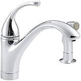 KOHLER K-10416-CP Forte Single Control Kitchen Sink Faucet with Sidespray and Lever Handle, Polished