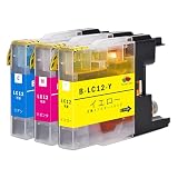 【TAKEYUKI】LC12-C+LC12-M+LC12-Y 各1本 互換インク インクカートリッジ 互換品 純正品併用 増量 大容量 個包装 ICチープ搭載 残量表示 対応機種：DCP-J940N J740N J540N J925N J725N J525N MFC-J840N J960 710D J860 J810 J6710CDW J6510DW J5910CDW J955DN/DWN