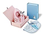 Silver Touch USA Baby Portable Flatware Utensil and Bib Set with Sterling Silver Bear, Blue by Silve
