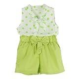 Cutelove 子供服 Tシャツ＆パンツ 上下セット タンクトップ ドット柄 蝶結び付き 可愛い シフォン生地 袖無し ショートパンツ 女の子 夏