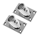 SunniMix マリン　316ステンレススチール　デッキ　手すり　ベース　長方形　60度　パイプ/レール用　全4選択 - 2個, 25mm