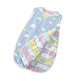 （ホララ）Horara 6重ガーゼ スリーパー 100％綿 ふわふわ(ブルー 雲柄、ベビー(適応身長60cm-80cm))