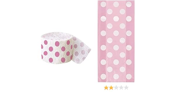 Amazon Co Jp Maven Gifts独特 30フィート ホットピンク 水玉模様 クレープ紙ストリーマー 個セット ライトピンク 水玉模様 セロファンバッグ ホーム キッチン