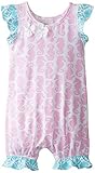 Flap Happy Baby Girls' Flutter Sleeve Romper with Snaps Seahorse Parade 12 Months [並行輸入品]