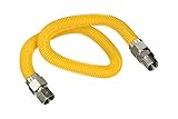 Flextron FTGC-YC12-48C 48 Flexible Yellow Epoxy Coated Gas Line Connector with 5/8 Outer Diameter an