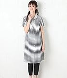 Angeliebe エンジェリーベ マタニティ パジャマ 授乳口付き シャンブレー ボーダー ナイティ 妊婦服 産前 産後 半袖 前開き フリー ネイビー 21902 21902200