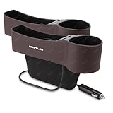 ハスラー 車用 シート隙間埋め シート 車席隙間ポケット ハスラー MR52S MR92S 車用サイド収納ボックスシートポケット 車用ドリンクホルダー 2USBポート付き 車用シートアクセサリー 内装アクセサリー(運転席用と助手席用/2個，ブラウン)