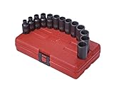 Sunex Tool 3338 .38 Inch Dr. 13Pc 12Pt Metric Semi-Deep Impact Socket Set