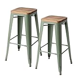 タンスのゲン カウンターチェア 2脚セット カーキ 完成品 スタッキング可能 ブルックリンスタイル アイアン 天然木 47600002 KH