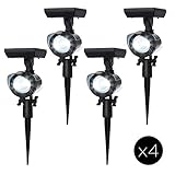 Set of 4 Adjustable Weather-Proof Solar Bright White LED Black Spot Lights with Garden Stakes [並行輸入品