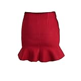 ニット春の秋の冬のファッションカジュアルフォーマルスプリット弾性ウエストのセクシーなスリムヒップスカートの女性 (レッド)