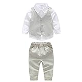 AmazingDeal 子供 長袖 チョッキ+シャツ＋パンツ 冬服 男の子 結婚式 発表会 入学式 卒業式 春秋 ジェントルマン レジャー 可愛い (90)