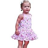 FranterdクリアランスベビーガールズストラップドレスLittle GirlsレインボーパターンAラインサンドレスキャミソールドレススーツ服 3T ピンク