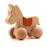 Mamimami Home クラシカル 動物の車 木製玩具 赤ちゃん 子供 新生児 誕生日プレゼント 1-2-3-4-5歳 ガラガラ 「馬」