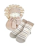 Stephan Baby Plush Ring Rattle and Striped Socks Gift Set, Lion, 6-12 Months [並行輸入品]