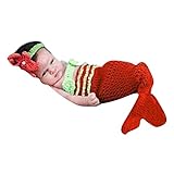 Hibote（ハイボート）ファッション新生児少女赤ちゃんニットコスチューム写真小道具衣装かわいい赤い人魚