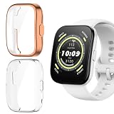 【2枚】NOOETAH ケース 対応 Amazfit Bip 5 TPU全面保護 耐衝撃 超薄型カバー (ローズゴールド+クリア)