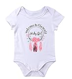 ホワイト半袖ロンパース 赤ちゃん ラウンドネック 英字パターン 花柄 フェザープリントTシャツトップ 子供服 （0〜24ヶ月） (12-18ヶ月)