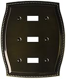 Baldwin 4793050 Triple Toggleロープスイッチプレート、アンティーク真鍮