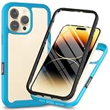 KOOLRIVER・iPhone互換品16 Plus 耐衝撃 ケース/カバー クリア 背面透明 カメラ保護あり 両面 前後保護 フルカバー[iPhone 16 Plus(ブルー)]