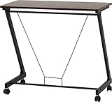 不二貿易 ワークデスク キャスター付き ムービン 幅80cm ダークブラウン ブラック