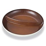 山中塗 ナチュール 欅杢目 サークル プレート ホワイト&ブラウン M16949-2