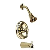 Dynasty Hardware DYN-5702-PB Tub and Shower Faucet with Deco Lever, Polished Brass [並行輸入品]