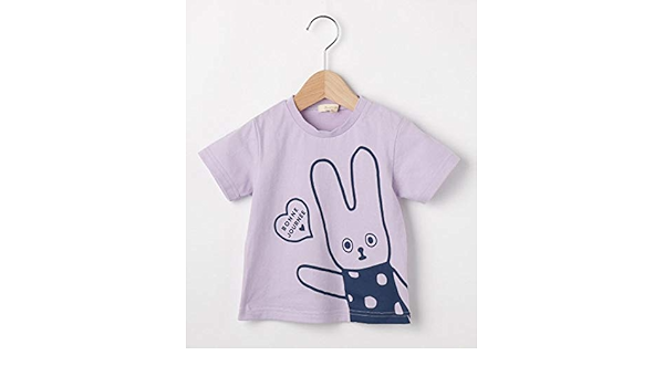 Amazon ハッシュアッシュ キッズ Hushush Kids 80 110cm コットン100ダモンヌプリントtシャツ ライトパープル 081 80 80cm Tシャツ カットソー 通販