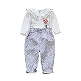 子供上下セット服 女の子 服 長袖 秋 Pojour Tシャツ＆オーバーオール 可愛いベビールームウェア 子供 丸首 普段着 カジュアル スポーツ 旅行 記念日 プレゼント ブルー