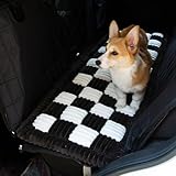 NestlyMoly 犬用ベッド 車用 後部座席カバー 車中犬用後部座席カバー 市松模様の犬用カーベッド ポータブル犬用マットブランケット 旅行用 ノンスリップバックシートエクステンダー 犬用(チェス盤ピュアブラック、24x54インチ)