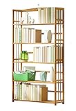 Mu Ma Ren 本棚 コミックラック 良質楠竹 高さ調節 幅50-90cm 3-6段 省スペース 薄型 オフィス 書斎用 多目的シェルフ (70*25*157cm（5段）)