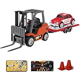 [Bebemax]1/64 ミニラジコン ラジコン【パレット&フック付属】ミニRCフォークリフト 合金フォークリフト ミニカー USB充電式 アプリ&リモコン デュアルモード操作 合金ボディ 頑丈設計 昇降可能リフト 室内外プレイ 大人向けおもちゃ