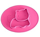 Kuke 安全シリコン素材　かわいい猫の形　お食事マット　子供用　水洗い　赤ちゃん　洗える　ランチョンマット　食器　吸盤付き