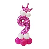 ebtoysホイルバルーン番号バルーンヘリウムMylar Balloons forベビーシャワーパーティーキッズ誕生日装飾 – Number 9 (ピンク