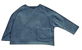 Plus Nao(プラスナオ) こなれ感でくすみカラーが可愛いめちゃ伸び素材のキッズ トレーナー スウェット 韓国子供服 無地 トップス クルーネ 100 ダークブルー