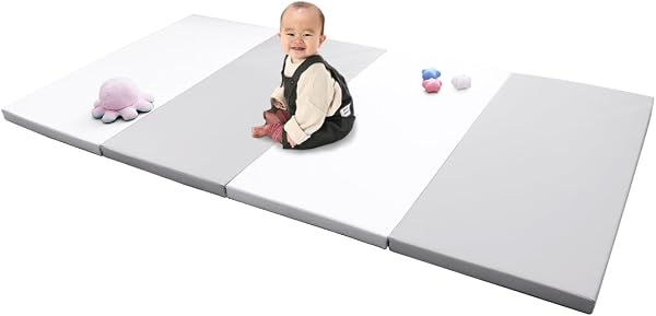 WEIMALL Baby Play Mat, Waterproof, Antibacterial, Foldable, Floor Heating, Soundproofing, Noiseless, Thickness 1.6 inches (4 cm), Non-formal Mat, Cushion, Training, Baby Shower - 1