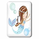 3dローズAnne Marie Baugh – イラストキュートダークHairedマーメイドブルー図で – 照明スイッチカバー – シングルトグルスイッチ( LSP _ 254870 _ 1 )