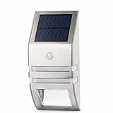 CDQ 1 Pack White Light Wireless Solar Outdoor Wall Light LED with PIR Motion Sensor - Stainless Stee
