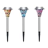 ソーラーパワーモザイクLED庭園ライト太陽エネルギー屋外灯台用ランプ