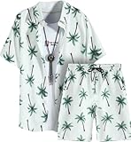 [J.STORE] 総柄 アロハ シャツ セットアップ パンツ 夏 半袖 スポーティ ゆったり おしゃれ ハーフパンツ メンズ ホワイト 5S-J06-WHM