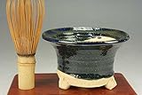 いよじ園 【盆栽鉢】 信楽焼/久庵作 三足反縁丸鉢（ブルー）（大：４号） 【ミニ鉢～小鉢】【径：約12cm 高：約7cm】