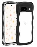 Google Pixel 7A用 ケース ウェーブ ピクセル 7a うねうね 人気 韓国 耐衝撃 超軽量 薄型 おしゃれ pixel7a なみなみ パステル 可愛い 透明 オタ活 推し活 (ブラック, pixel7a)