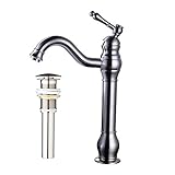 votamuta真鍮シングル穴バスルームシンク蛇口、Pop Up Drain Without Overflow グレー VO2017052711