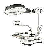 MG16130-108C 溶接拡大鏡 LED補助クリップ デスクトップ 拡大鏡ハンド はんだハンダ付け 鉄スタンドステーション 作業台 精密作業用 ホルダークリップツール LEDライト付き MKchu